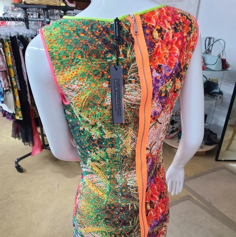 NWT Elie Tahari STUNNING Claudia Tropical Eyelet Leopard Print Sheath Dress - Picture 9 of 16